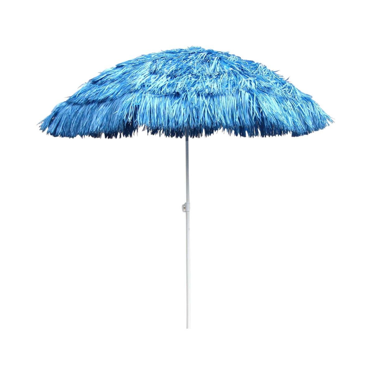 Parasol en rafia - Diamètre 1,8 m - Bleu