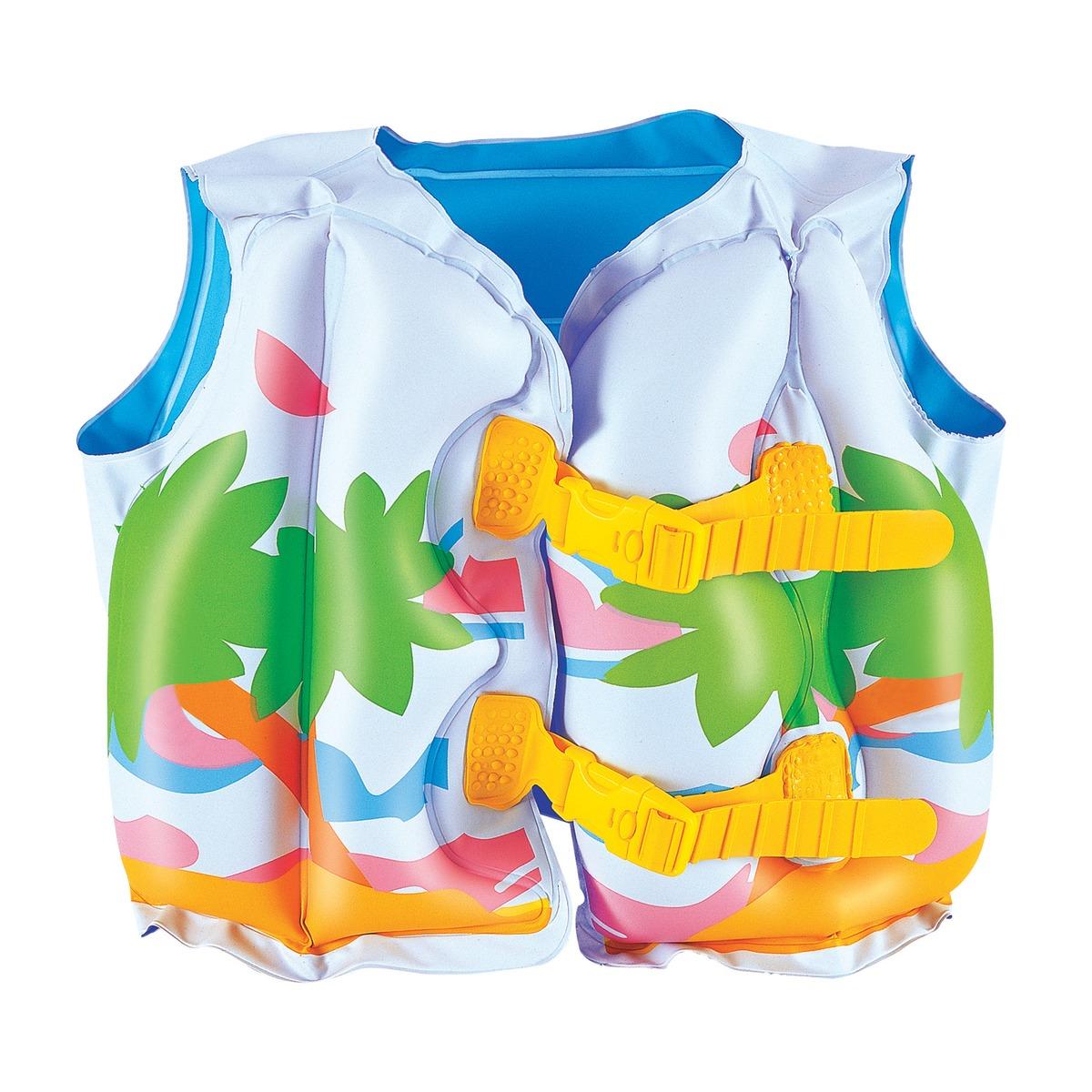 Gilet de natation décor tropiques avec clips - 43 x 30 cm - Multicolore