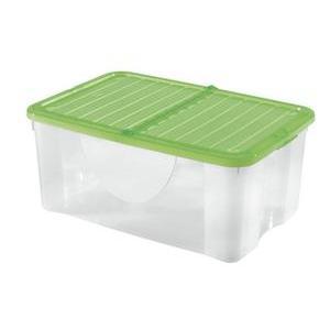 Box de rangement couvercle papillon - 40 litres - 57,3 x 39 x 25,7 cm - Vert, transparent