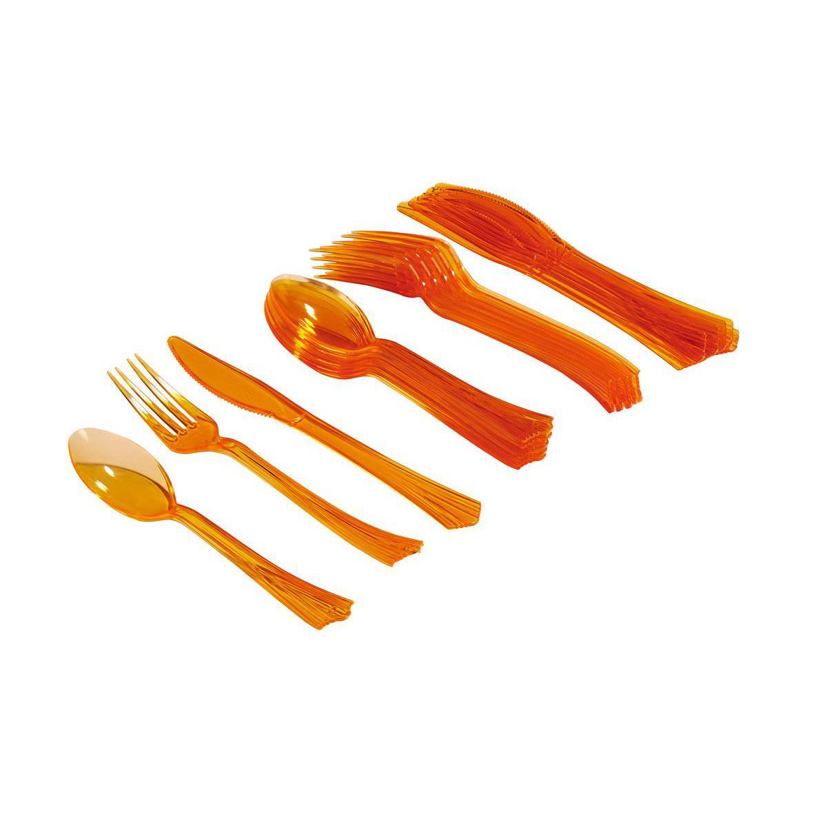 ménagère 18 pièces - plastique - 19 cm - Orange mandarine