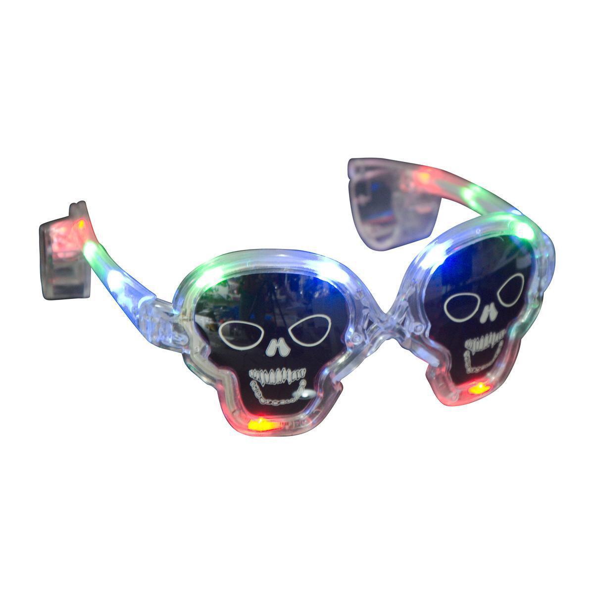 Lunettes Halloween tête de mort à LED en plastique - 15,2 x 14,4 x 8,5 cm - Différents coloris