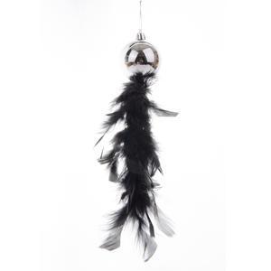 Suspension boule plumes - Hauteur 5 cm - Noir