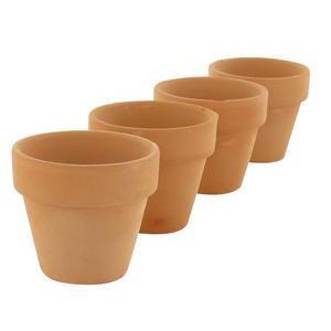 Lot de 4 pots en terre cuite - Diamètre 4,5 x H 4 cm - Marron