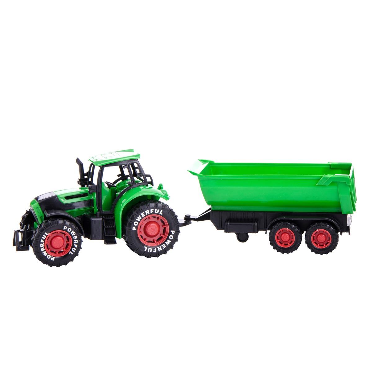 Tracteur + remorque - Longueur 40 cm - Différents coloris