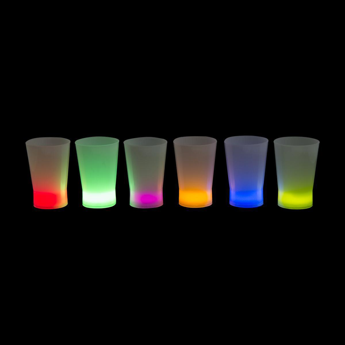3 verres shooter lumineux - Plastique - Ø 4,5 x H 6,5 cm - Blanc et vert