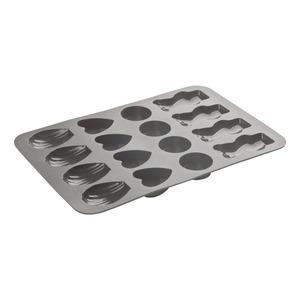 Plaque en silicone pour 16 biscuits 5 formes différentes - 15 x 18 cm