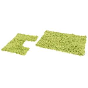Ensemble tapis rectangulaire et tapis contour en coton spaghetti - 50 x 70 cm et 45 x 50 cm - Vert