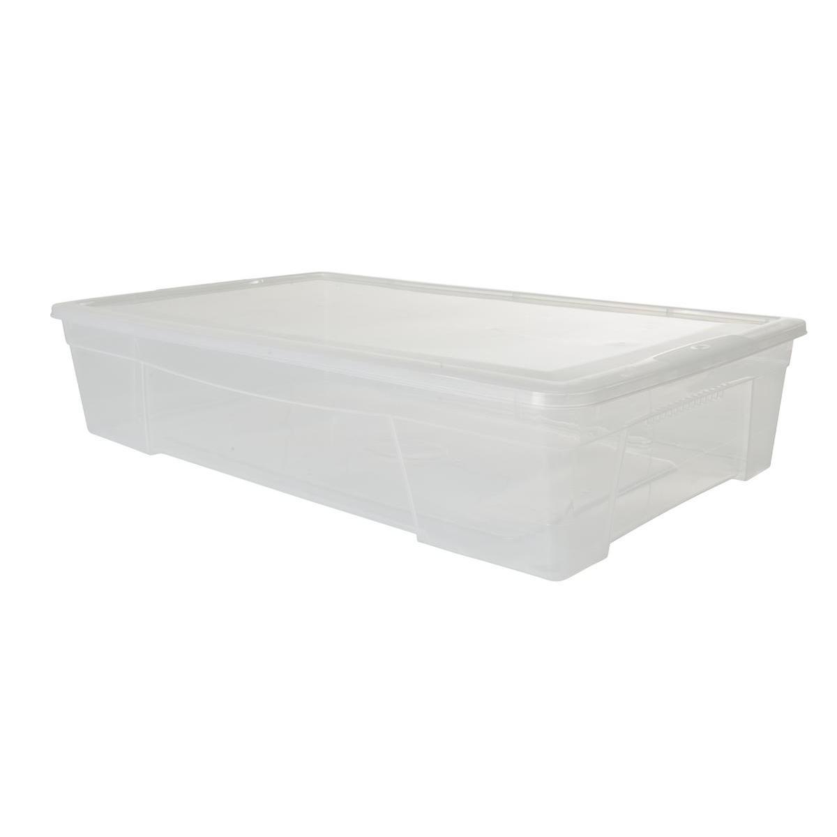 Boîte de rangement dessous de lit - Plastique - 41,2 x 70,6 x 16 cm - Transparent