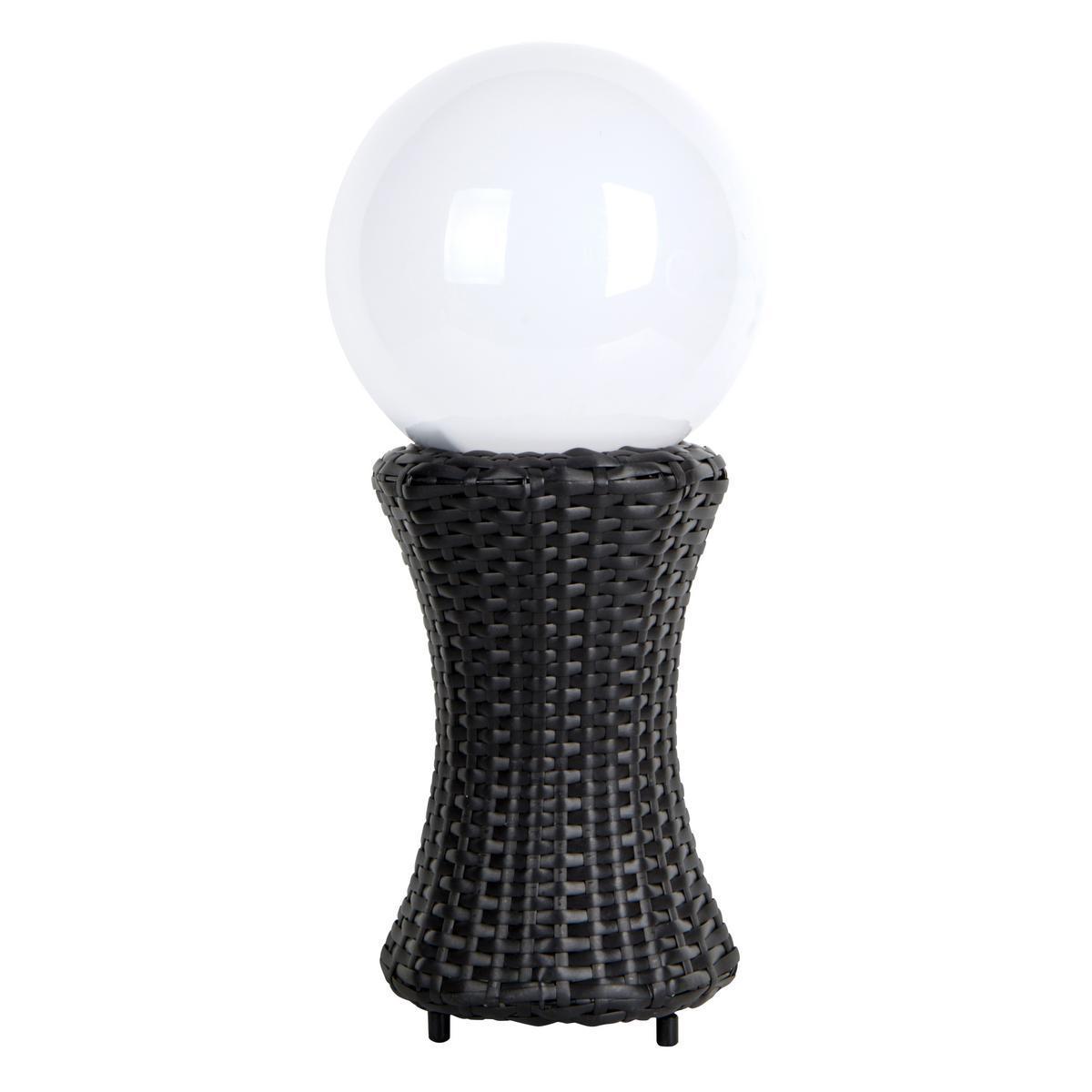 Boule solaire à LED - Plastique - 16 x 16 x H 45 cm - Blanc et brun