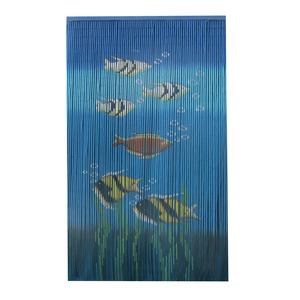Rideau de porte motif poisson - 90 x 200 cm - Bleu