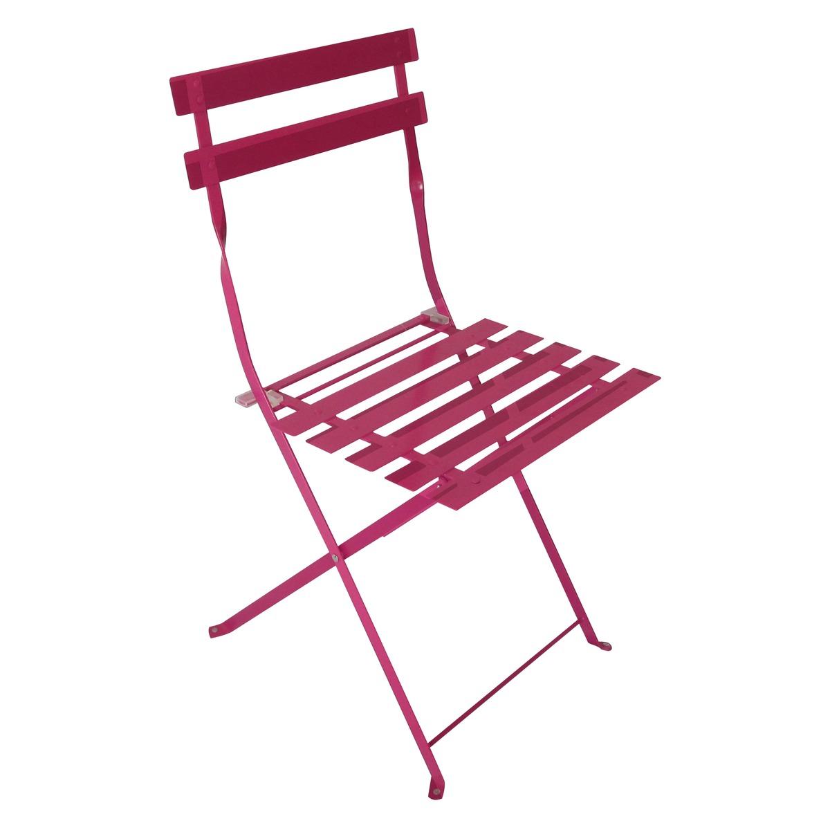 Chaise pliante Diana en acier - 41 x 45 x H 80 cm - Rose framboise