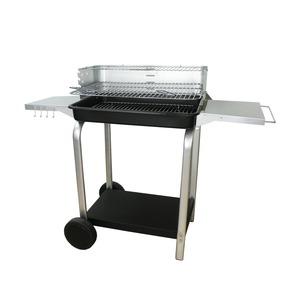 Barbecue à charbon avec deux tablettes - 118 x 63 x H 92 cm - Noir, gris