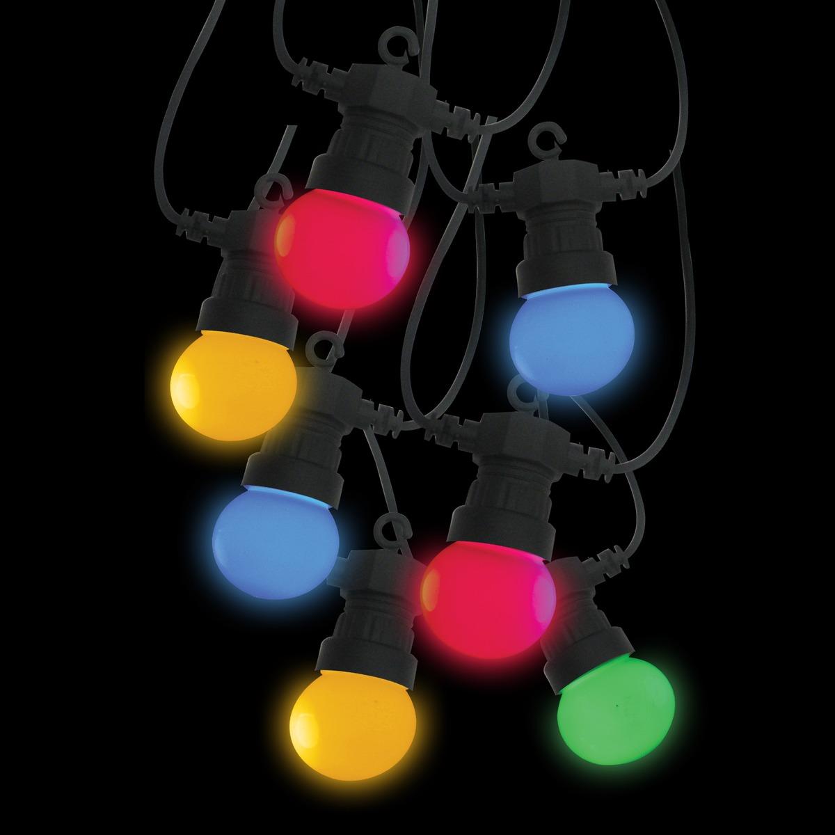 Guirlande électrique festival 50 led et 10 ampoules - Longueur 4,5 mètres - Multicolore