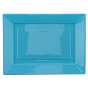 Lot de 2 plateaux en plastique - 28 x 38 cm - Bleu turquoise