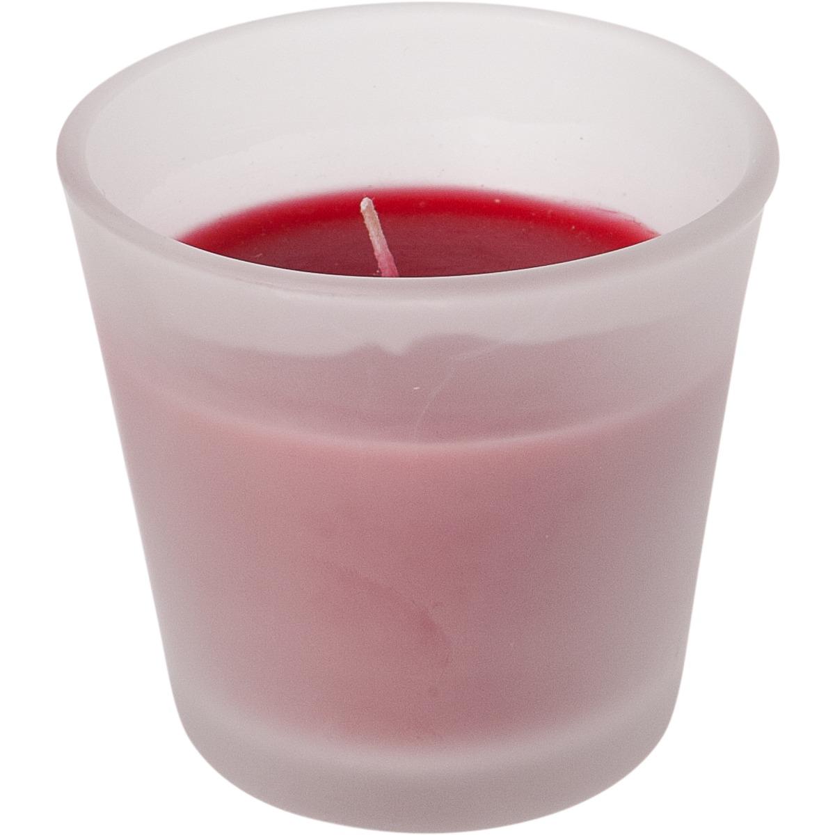 Bougie dans son pot en verre givré - 7,5 x 7,5 cm - Rouge