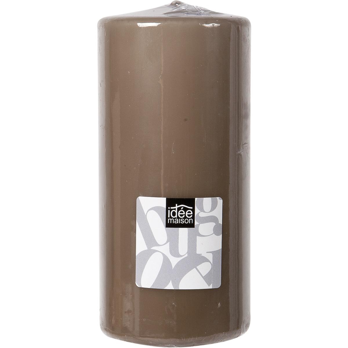 Bougie cylindrique grand format - 7 x 15 cm - Marron taupe