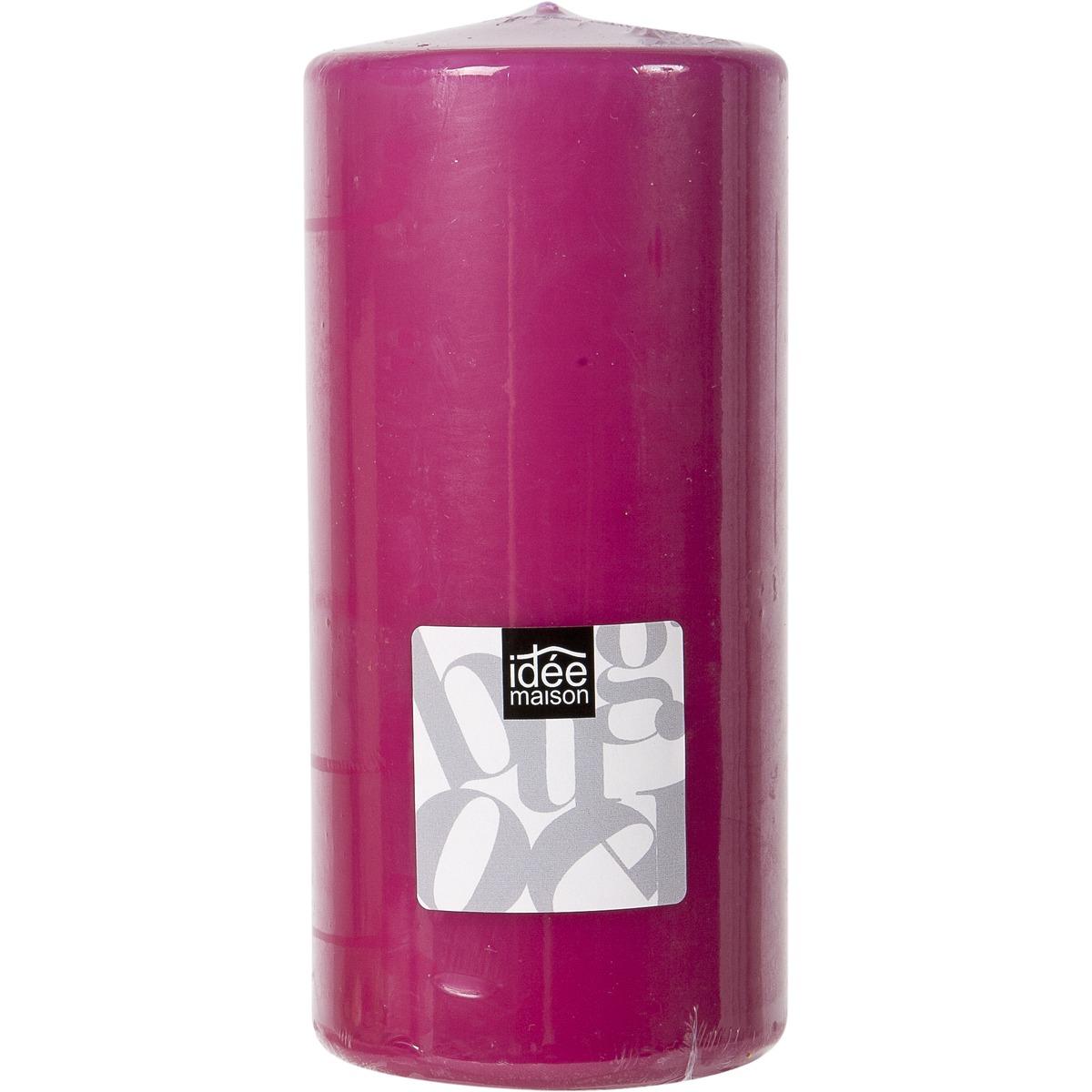 Bougie cylindrique grand format - 7 x 15 cm - Rose fushia