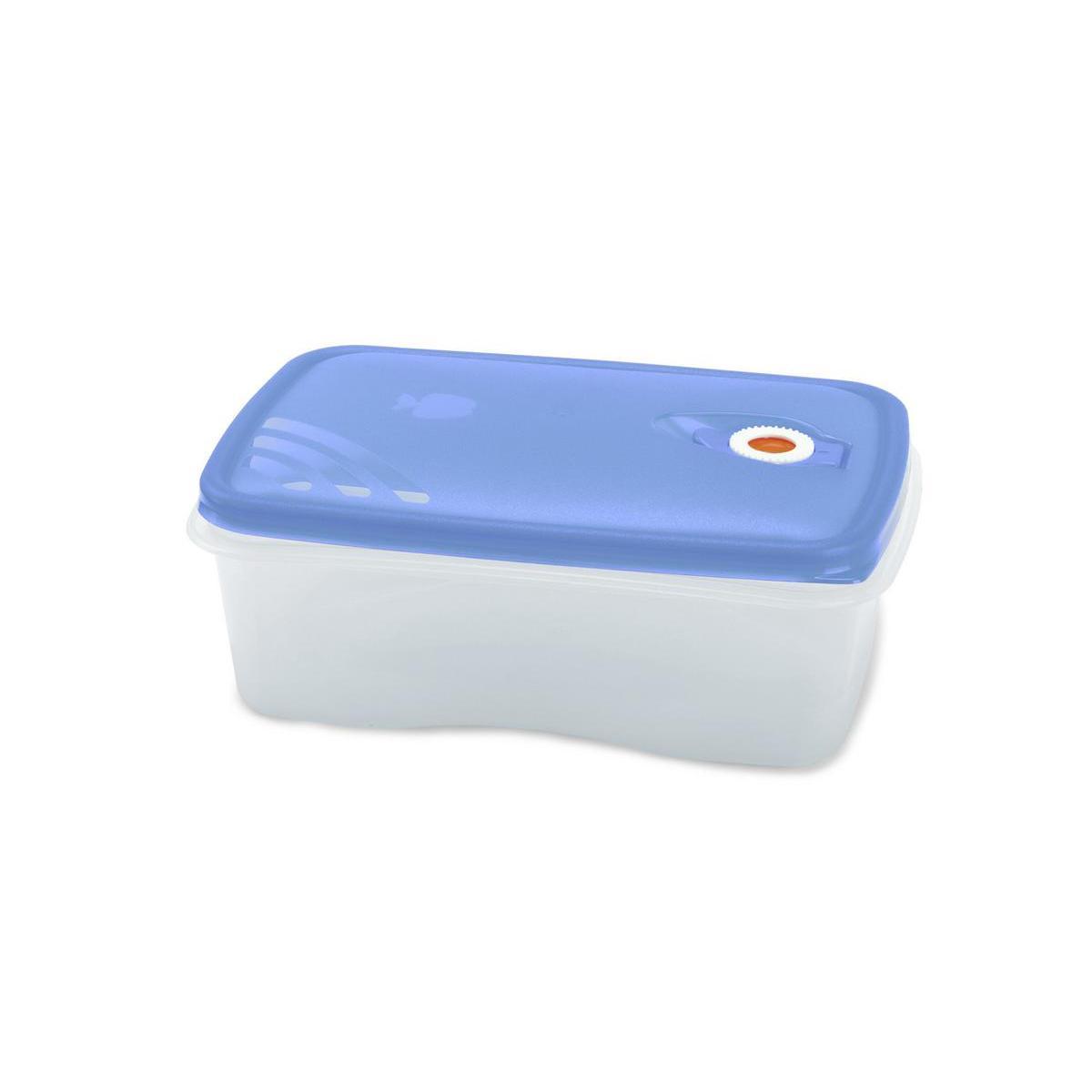 Boîte alimentaire avec valve - 2 L - Transparent & orange, vert, bleu ou rose