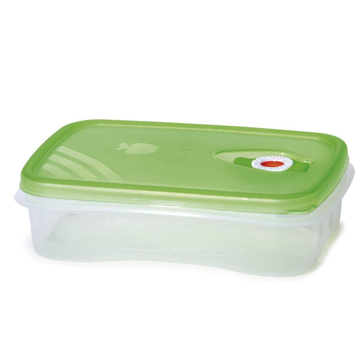 Boîte alimentaire avec valve - 1 L - Différents modèles - Transparent et violet, vert, orange ou bleu