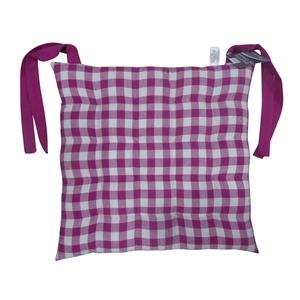 Coussin de chaise capitonné vichy 40 x 40 cm - Violet prune