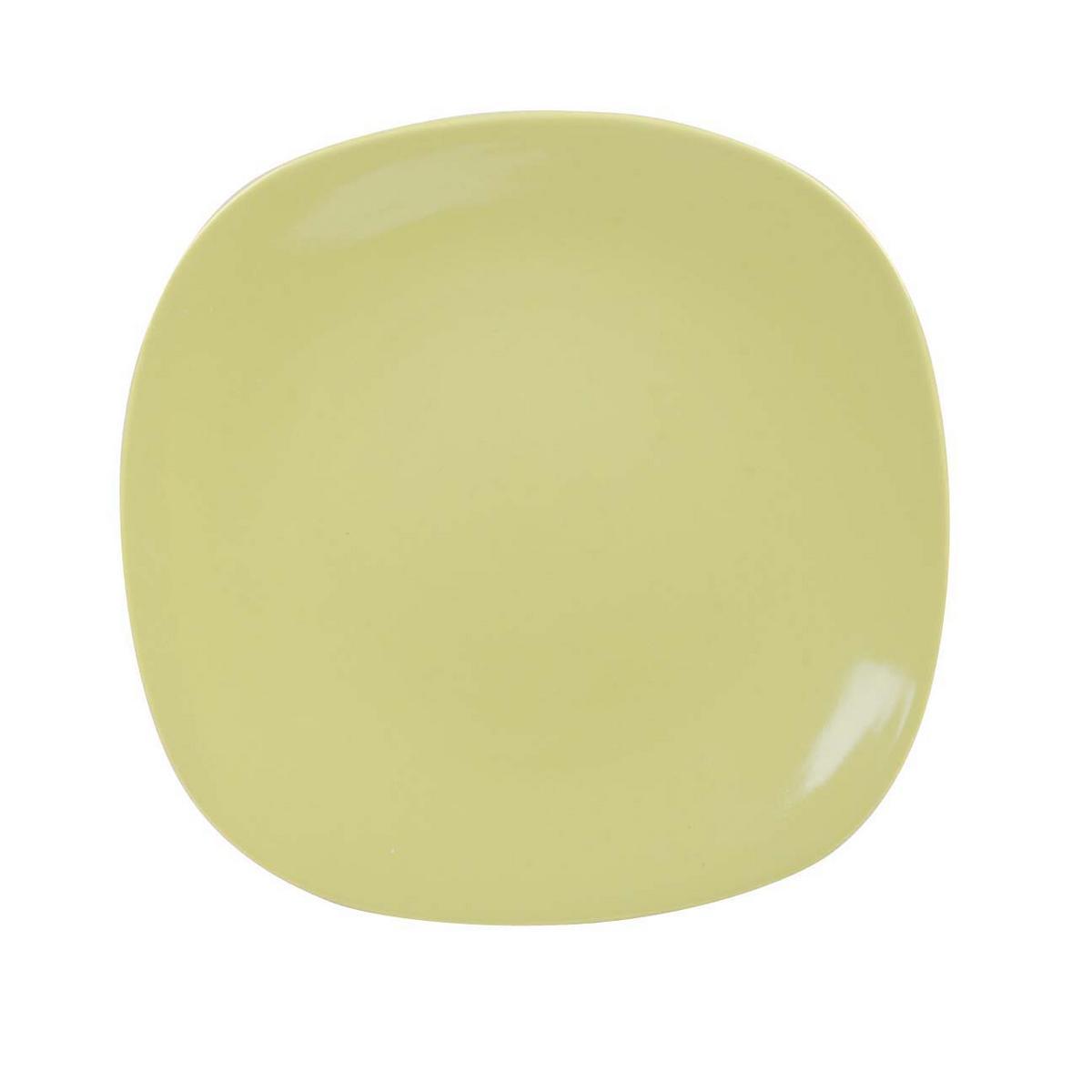 Assiette plate - Grès - 26 x 26 cm - Vert anis