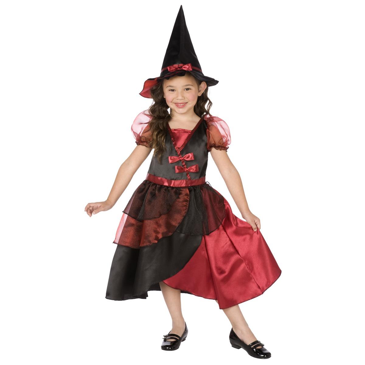 Déguisement sorcière - 4 à 6 ans - Noir et rouge