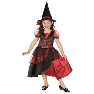 Déguisement sorcière - 7 à 9 ans - Noir et rouge