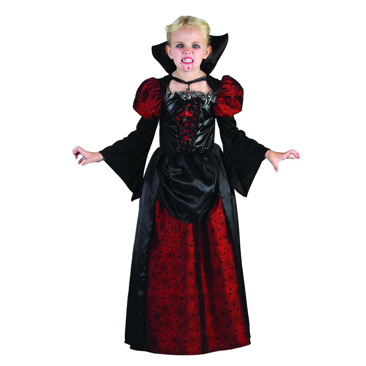 Déguisement reine vampire - 7 - 9 ans - Noir et rouge
