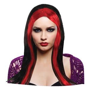 Perruque de sorcière en polyester - 40 cm - Noir et rouge
