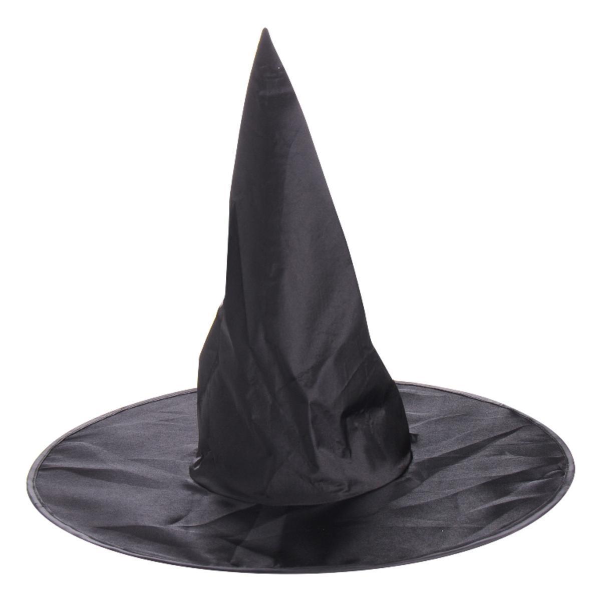 Chapeau de sorcière pointu en polyester taffetas - 38 x 46 cm - Noir