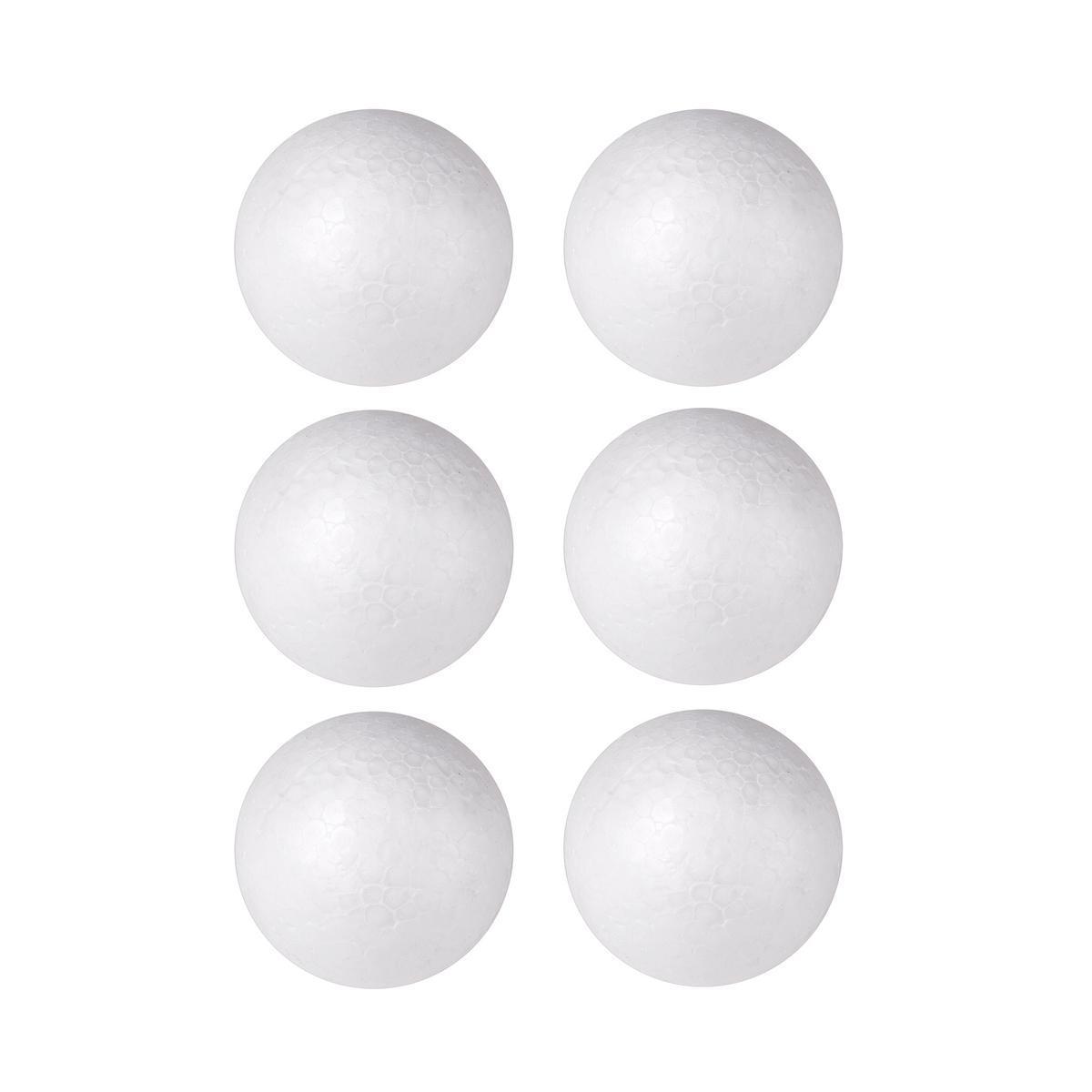 Lot de 6 boules à peindre - Diamètre 10 cm - Blanc