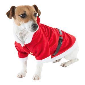 Costume chien Noël peluche - Rouge et blanc