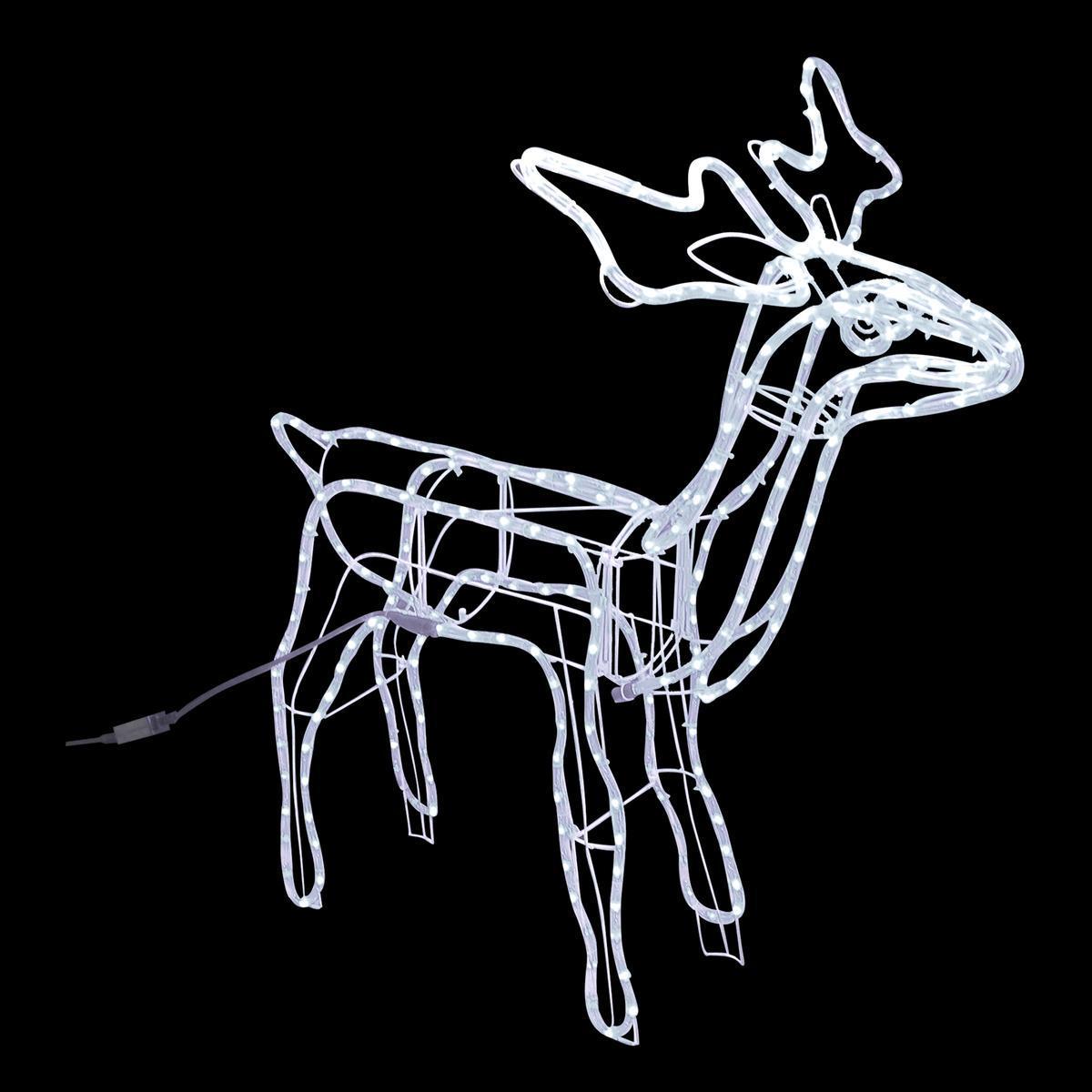 Silhouette électrique de renne avec traîneau - Blanc