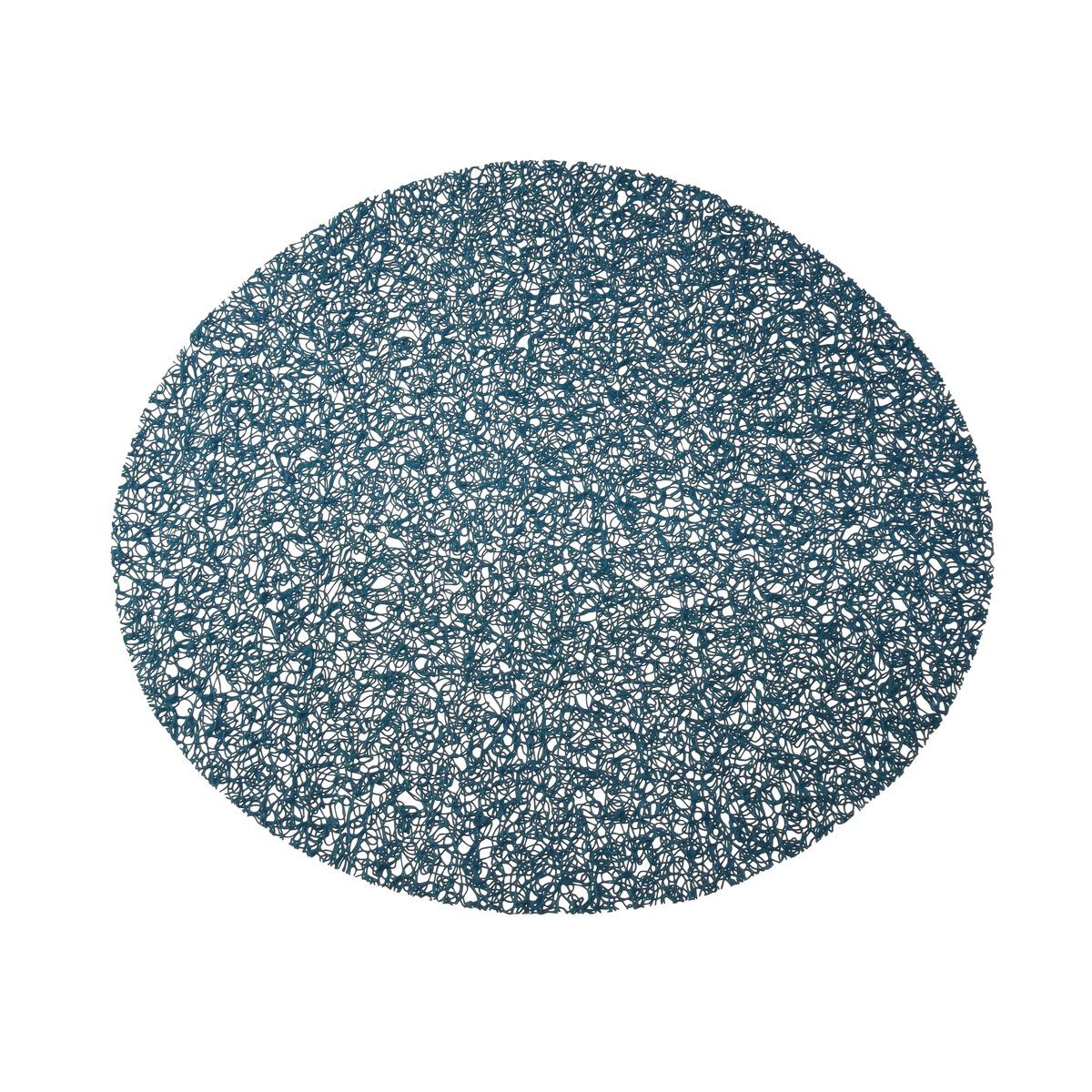 Set de table en PVC effet lacé - Diamètre 38 cm - Bleu turquoise