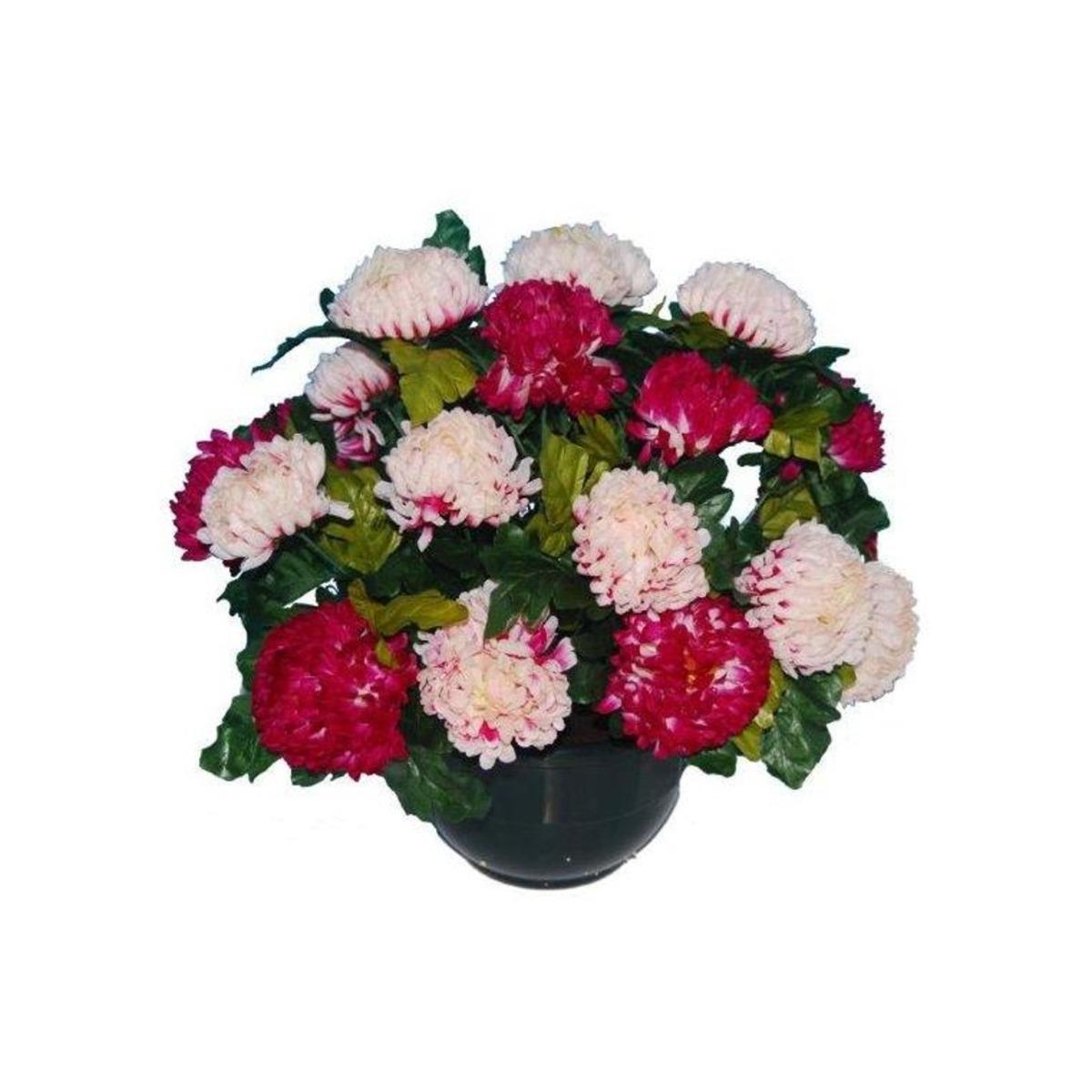 Coupe 21 chrysanthèmes - Hauteur 40 cm - Violet lavande, rose fushia