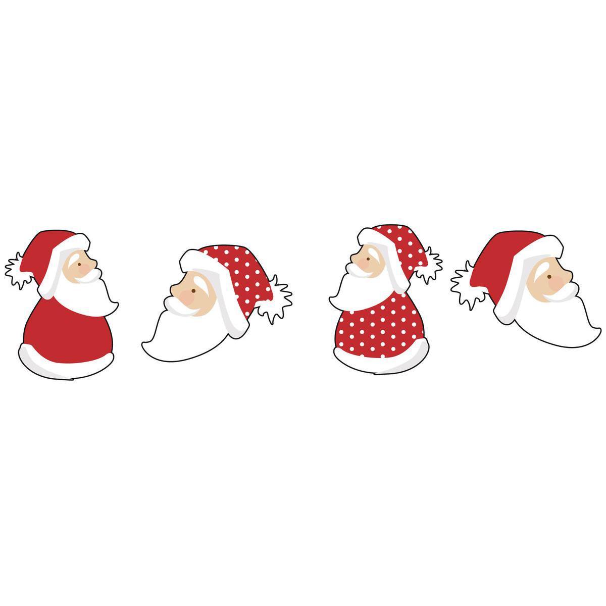 Lot de 8 embellissements Père Noël - Bois - 8 x 0,5 x 12 cm - Rouge et blanc