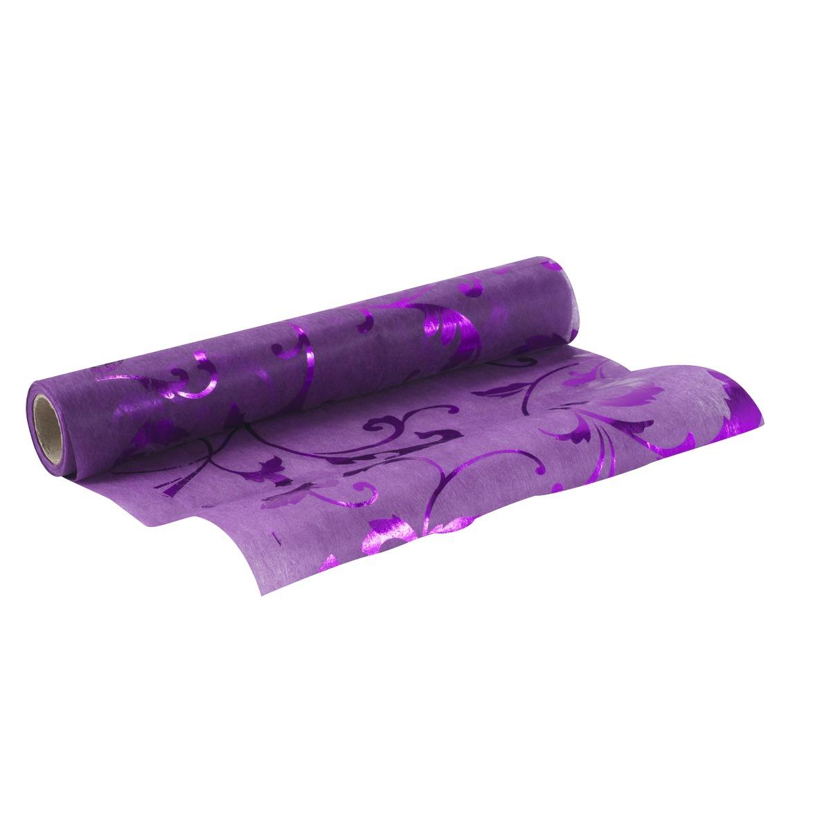 Chemin de table en organza - 30 x 500 cm - Violet prune