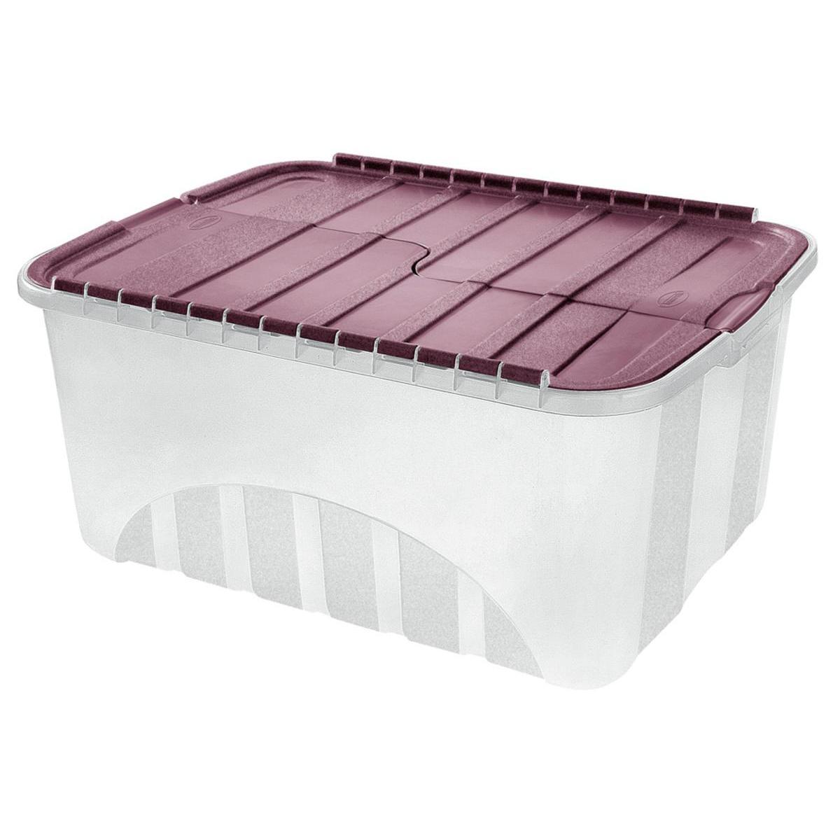 Box de rangement avec couvercle -  50 litres - 59 x 43 x 27,2 cm - Violet, transparent