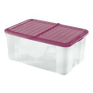 Box de rangement couvercle papillon -  40 litres - 57,3 x 39 x 25,7 cm - Violet, transparent
