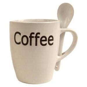 Mug coffee avec cuillère en grès - 35 cl - Blanc ivoire
