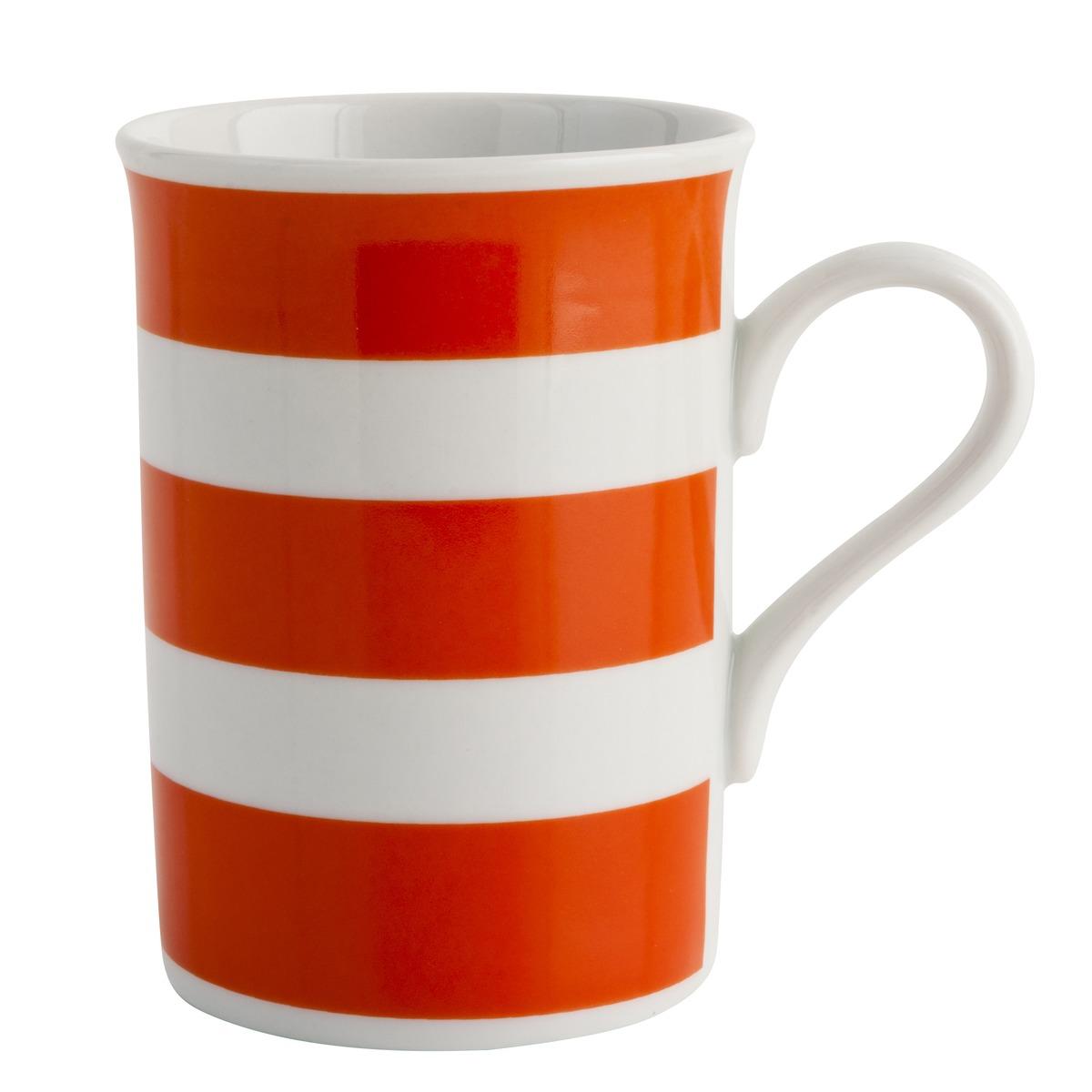 Mug en porcelaine à rayure - tasse avec anse - 32 cl - 11 x 10,3 cm - Orange