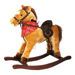 Cheval à bascule - Peuplier et polyester - H 74 cm - Marron