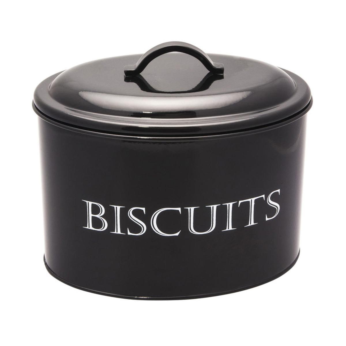 Boite à biscuits en acier - 20 x 13 x 18,5 cm - Noir