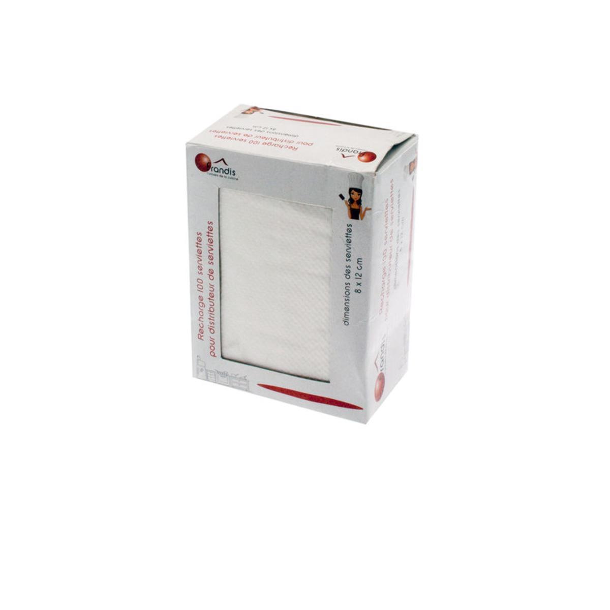 Recharge de 100 serviettes en papier - 15 x 11 cm - Couleur blanc