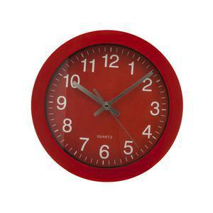 Horloge de cuisine -  Plastique - Diamètre 25,5 cm - Rouge