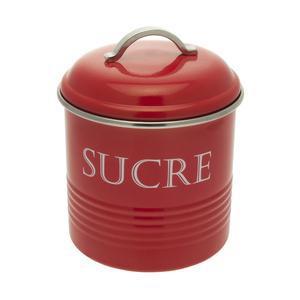 Boite rangement sucre -   Acier - 13 x 13 x 18,5 cm - Rouge
