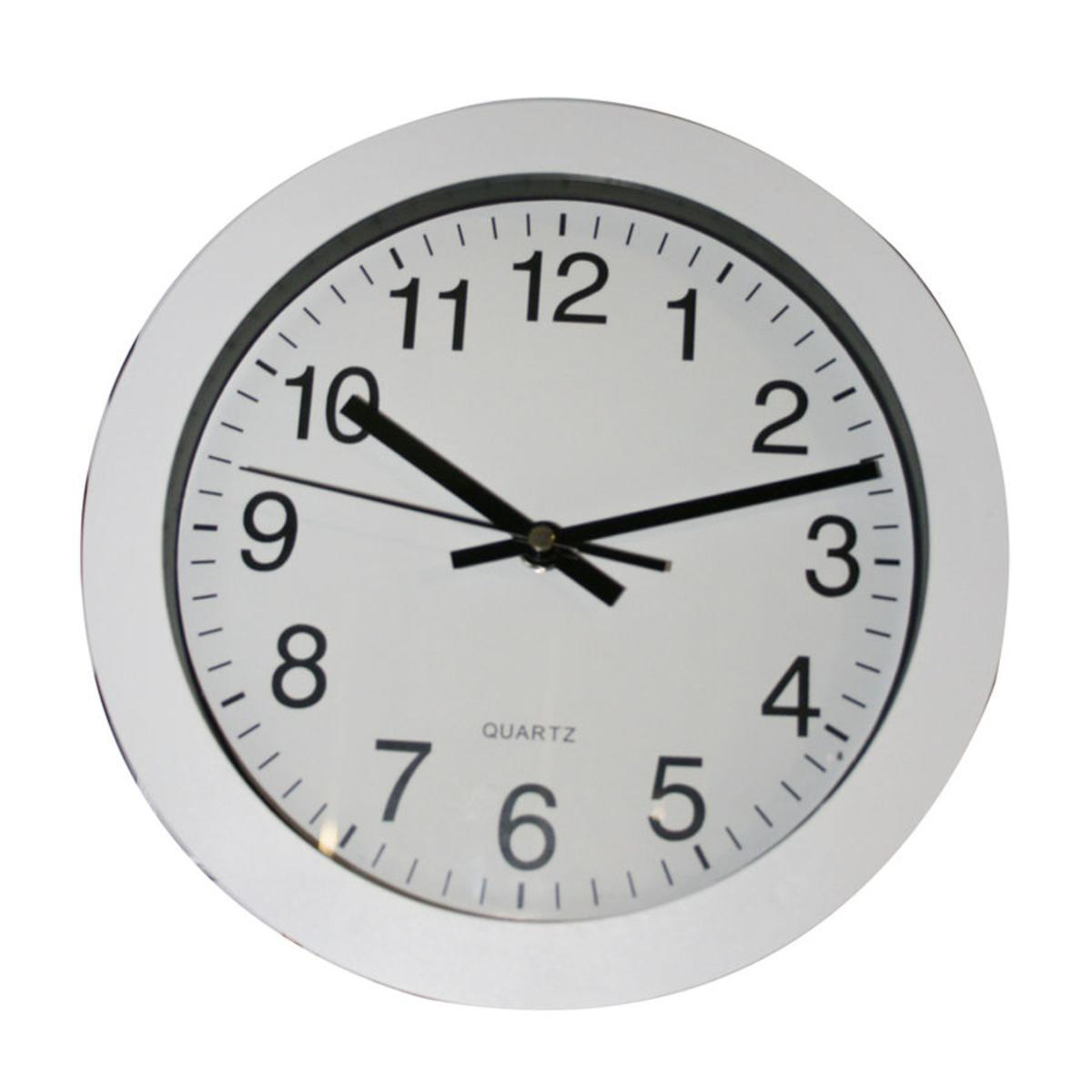 Horloge de cuisine ronde en métal - 25 x 4 cm - Blanc