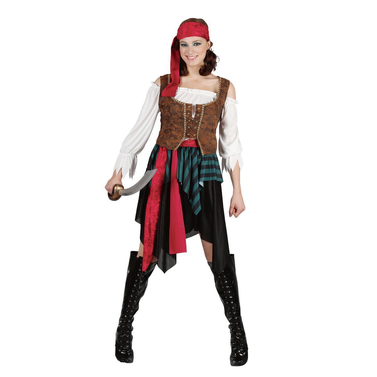 Déguisement femme pirate - Polyester - Taille adulte - Multicolore
