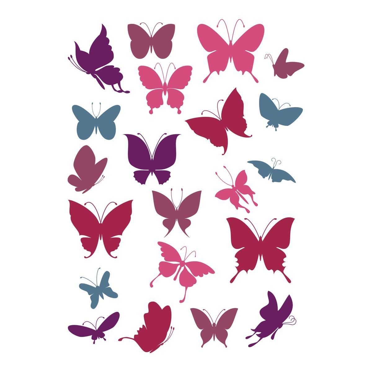 Stickers colorés - 50 x 70 cm - Modèle Papillons