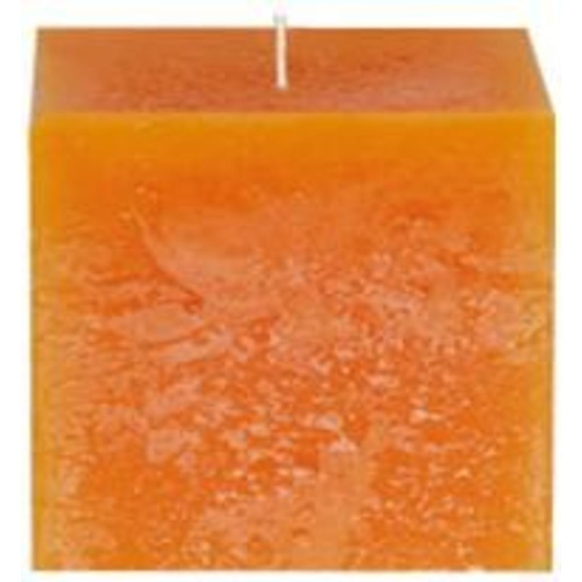Bougie cube rustique - 5 x 5 cm - Orange